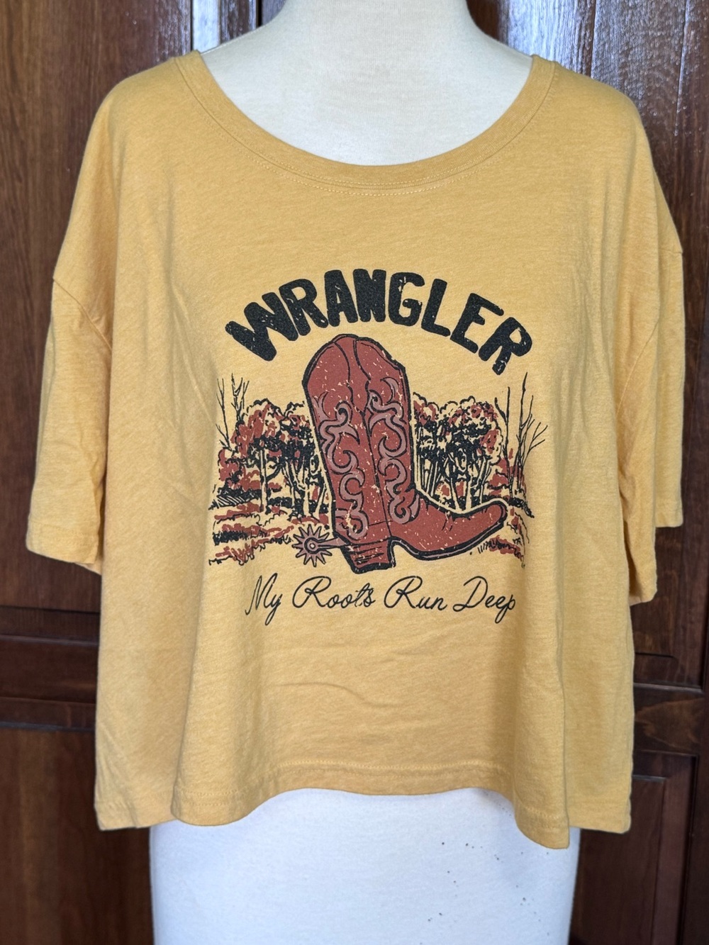 Wrangler Western ~ Cowboy Boot Cropped Southern ~ Country Graphic Tee XXL